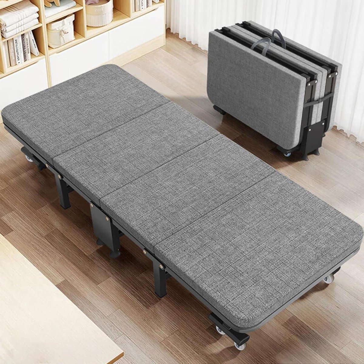 Provento - Opklapbed 70 x 190 cm - Logeerbed inklapbaar - Duurzaam opvouwbaar reisbed - Dikke schuimkernmatras