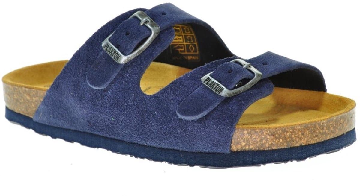 Lederen Instapper Blauw Nubuck Plakton Gespen maat 31
