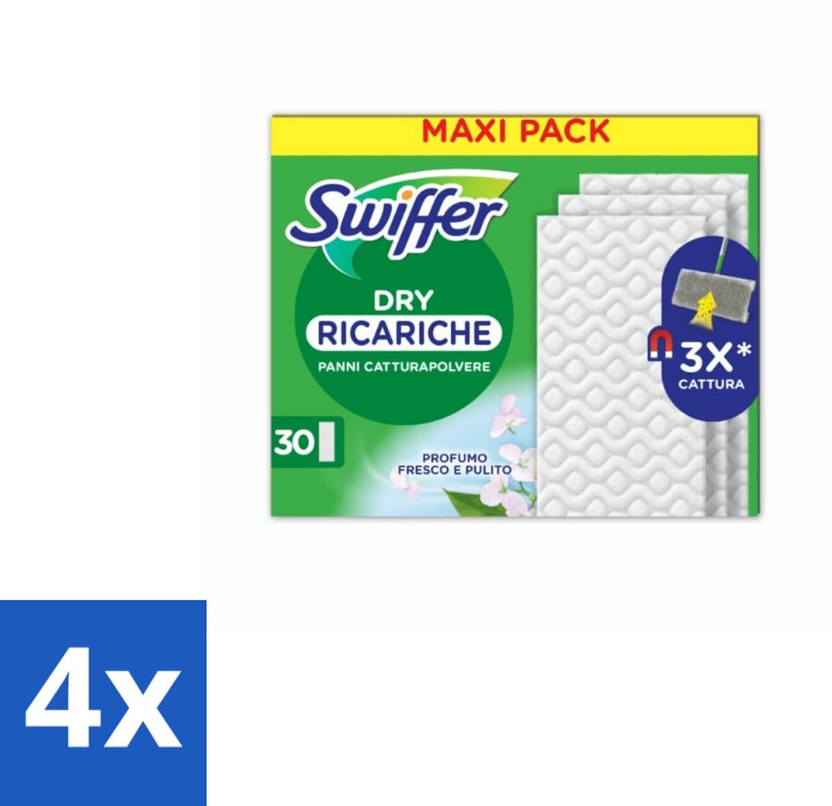 Swiffer - Dry Navullingen – Voor Vloerwisser – 30 doekjes - Voordeelverpakking - 4 stuks