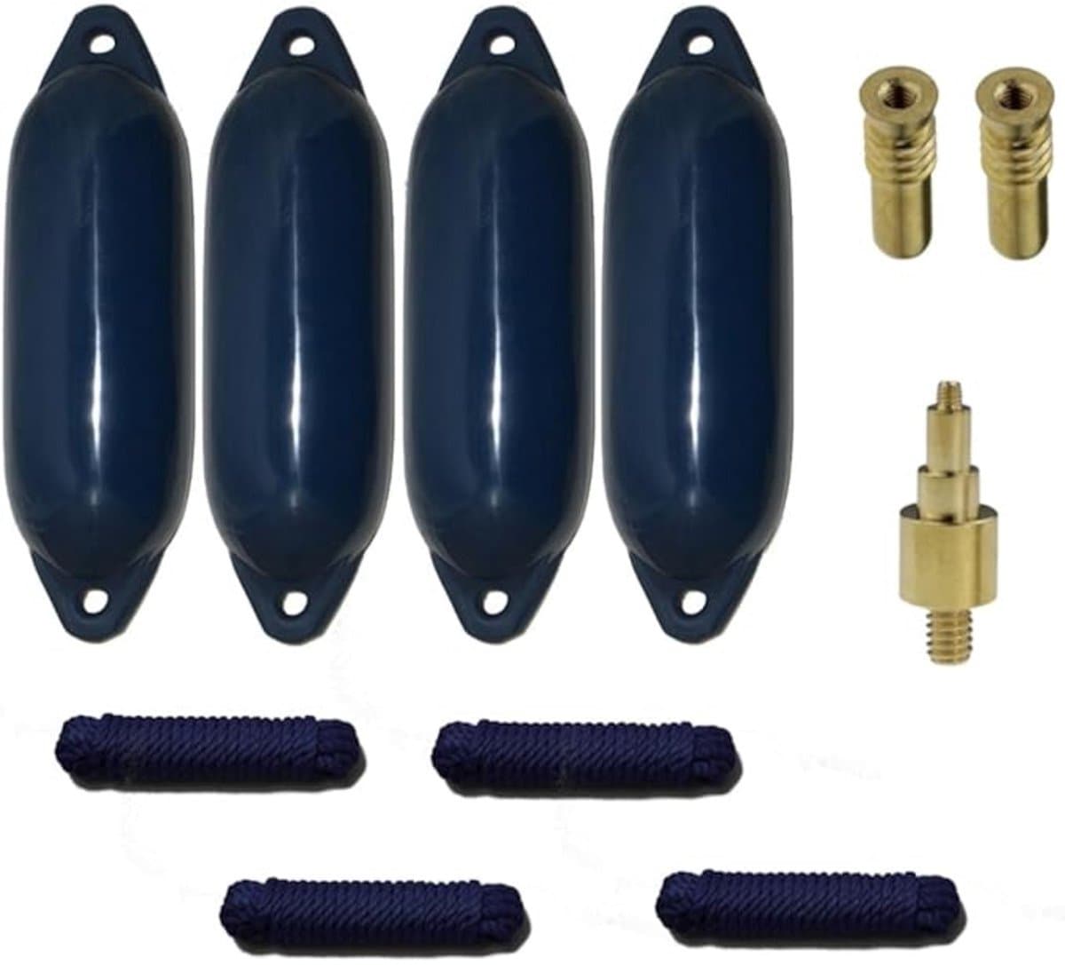 Set van 4 met Majoni Star 55 stootwillen incl. spatelleidingen, 2 vervangingsventielen, 1 ventieladapter - marine, 90 x 30 cm