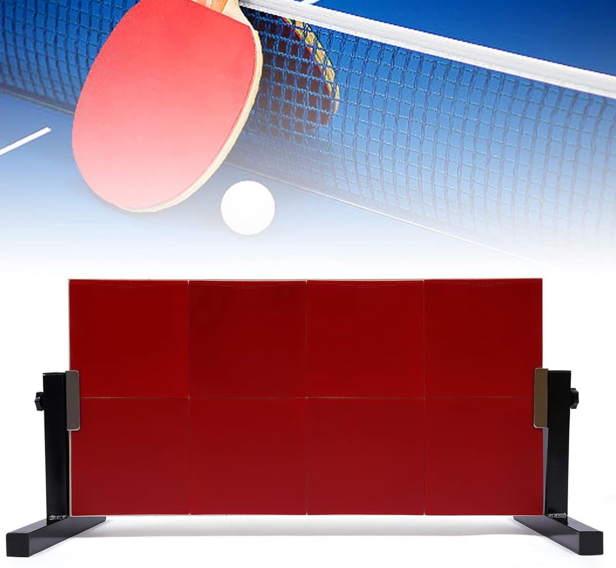 Tafeltennis Rebounder - Ping Pong Trainer - Vaardigheid Verbeteren - Draagbaar Bureau Model - 665 x 335 cm - Rood Zwart