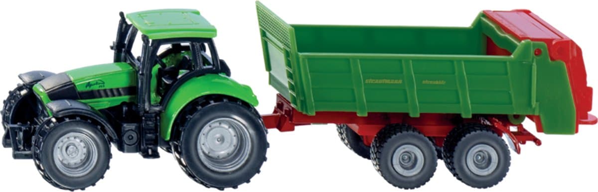Siku tractor met universele verspreider - groen, 16,5 cm