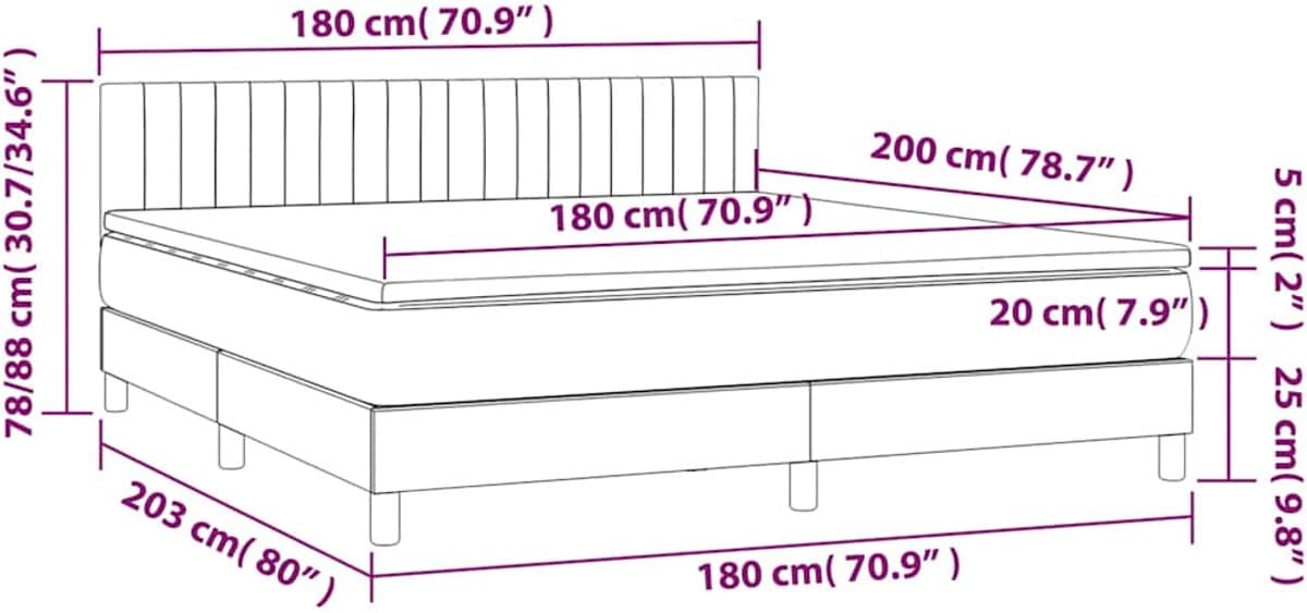 vidaXL - Boxspring - met - matras - fluweel - donkerblauw - 180x200 - cm