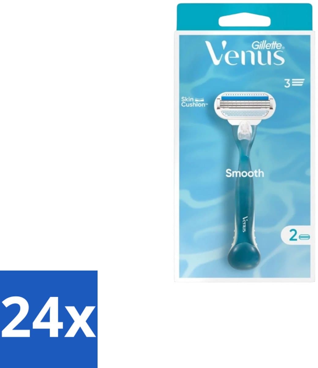 Gillette - Venus Smooth – Rondingvolgende Mesjes – Handvat + 2 Navulmesjes - Voordeelverpakking - 24 stuks