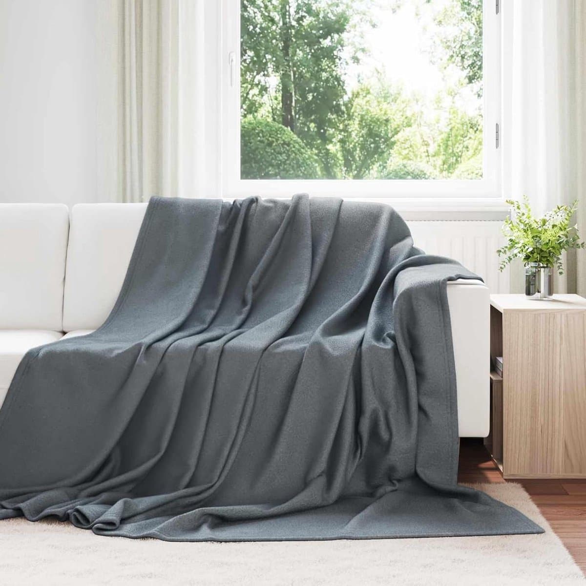 Pluche Vliesdeken - Fleece Deken Plaid - Woonkamer Comfort - Luxueus Zacht Materiaal - 1200 gram - Grijs
