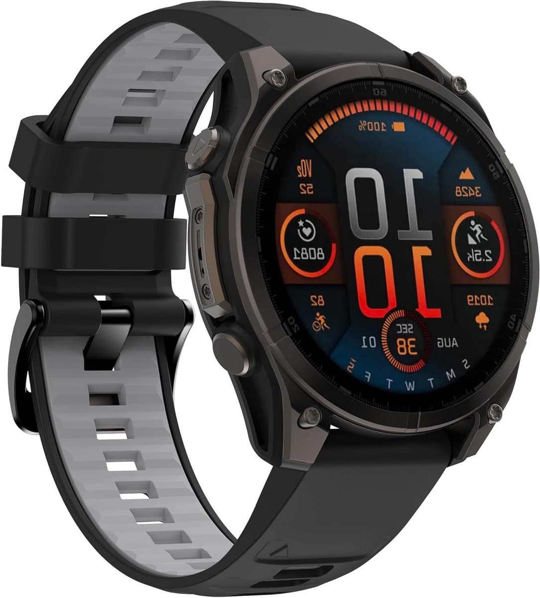 Garmin Fenix 7X Band - Sportband Horloge - Dagelijks Gebruik - Huidvriendelijk Siliconen - 26 mm - Zwart Grijs