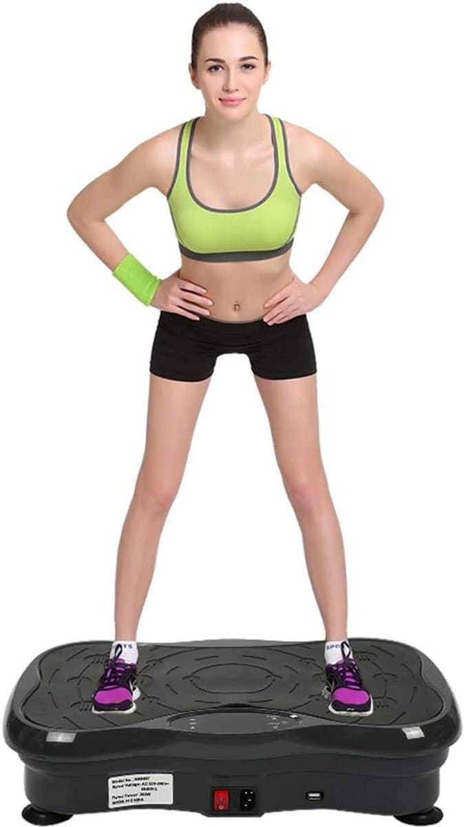 Vibratieplaat - Fitness trainer - Vetverbranding thuis - Met Bluetooth speaker - 53x35x12CM - Zwart/Rood