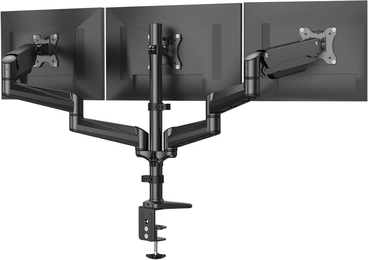 Monitor Arm - Drie Schermen - Efficiënter Werken - Verstelbare Posities - 3x 17-32 Inch - Zwart