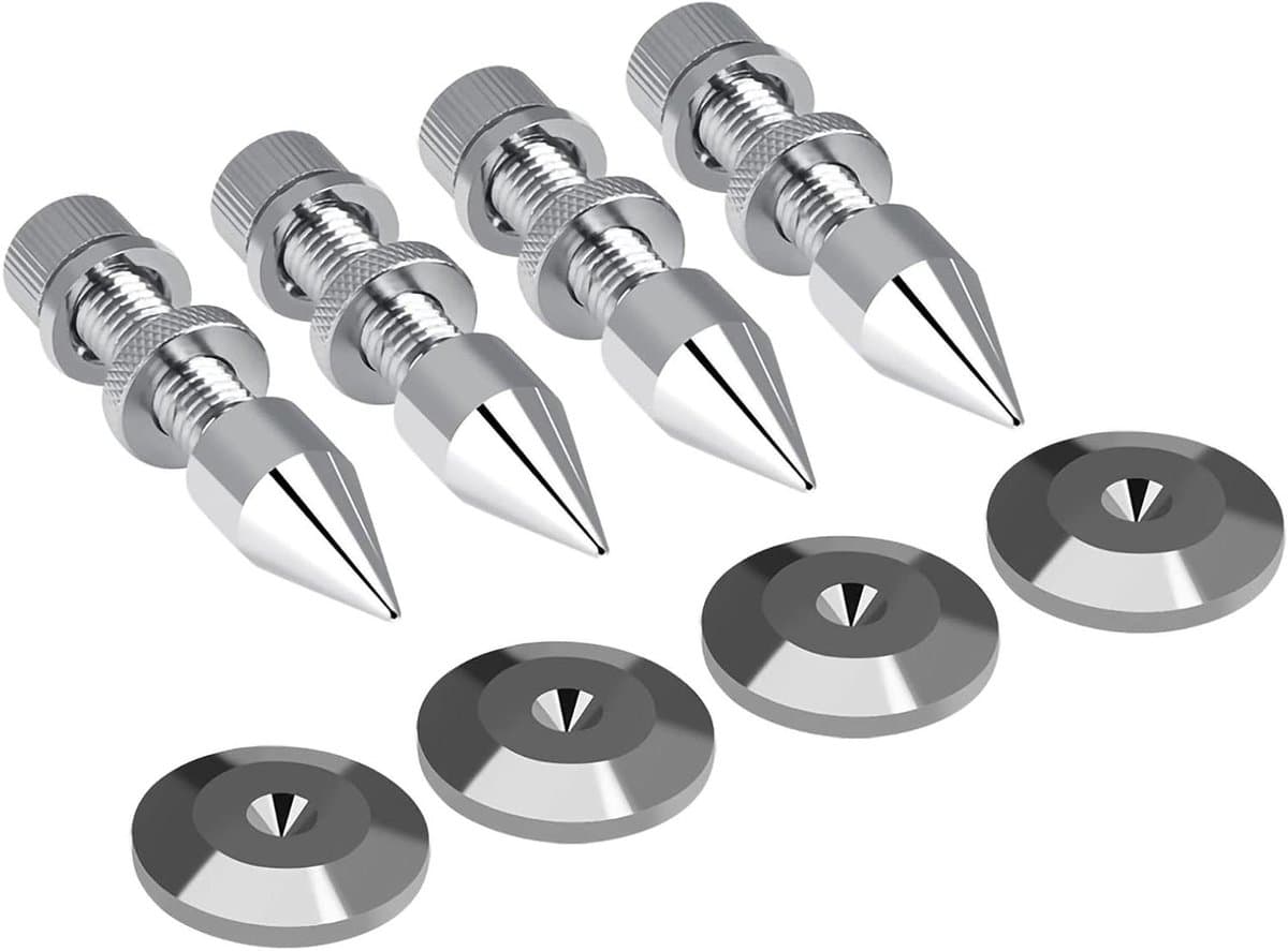 Luidspreker Isolatievoeten - Speaker Pinnen Anti-Vibratie - Audio Verbetering - Precisie Hoogteverstelling - 4 stuks - Zilver