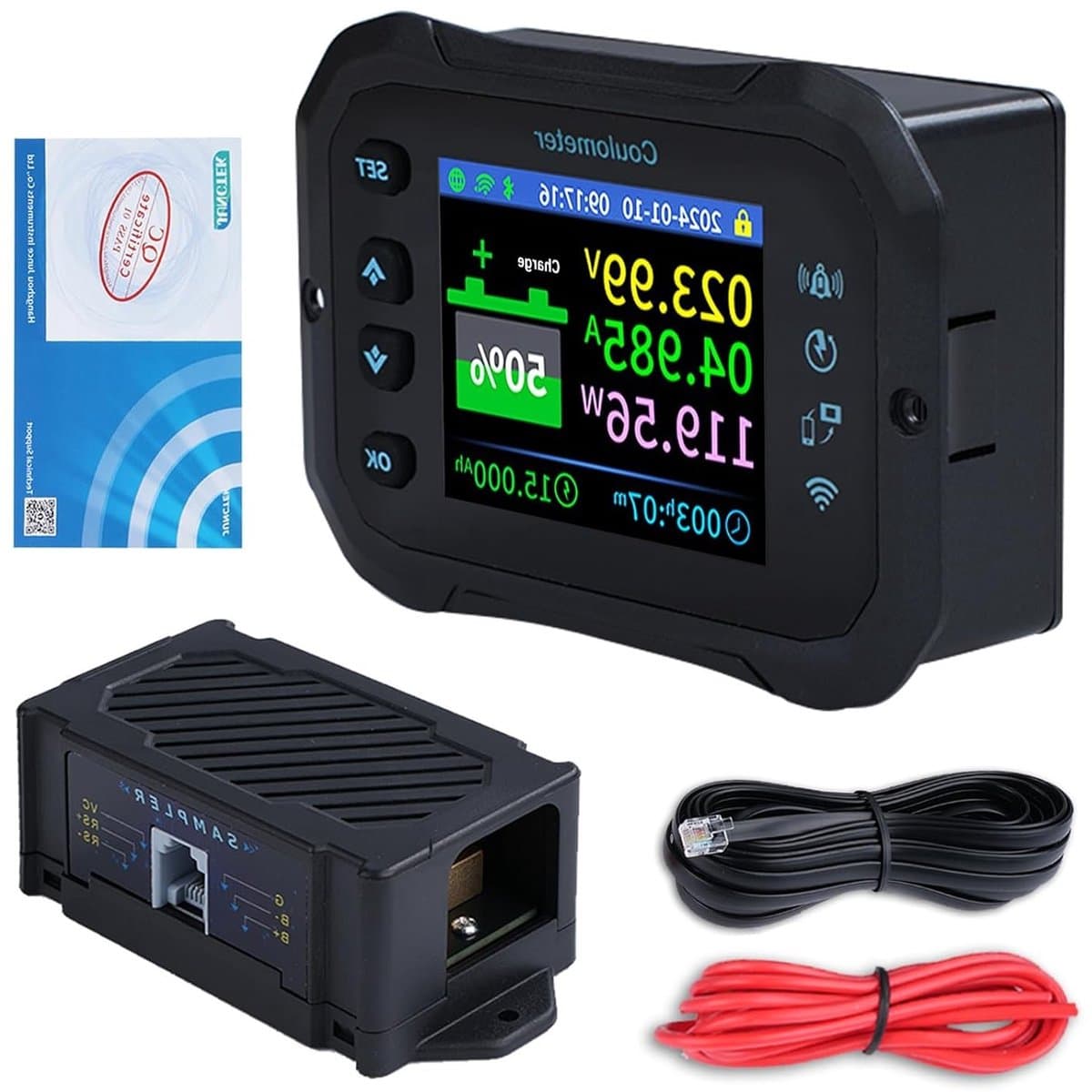 Draadloze batterijmonitor voor 12V tot 72V accu's met app en afstandsbediening, ideaal voor caravans en campers