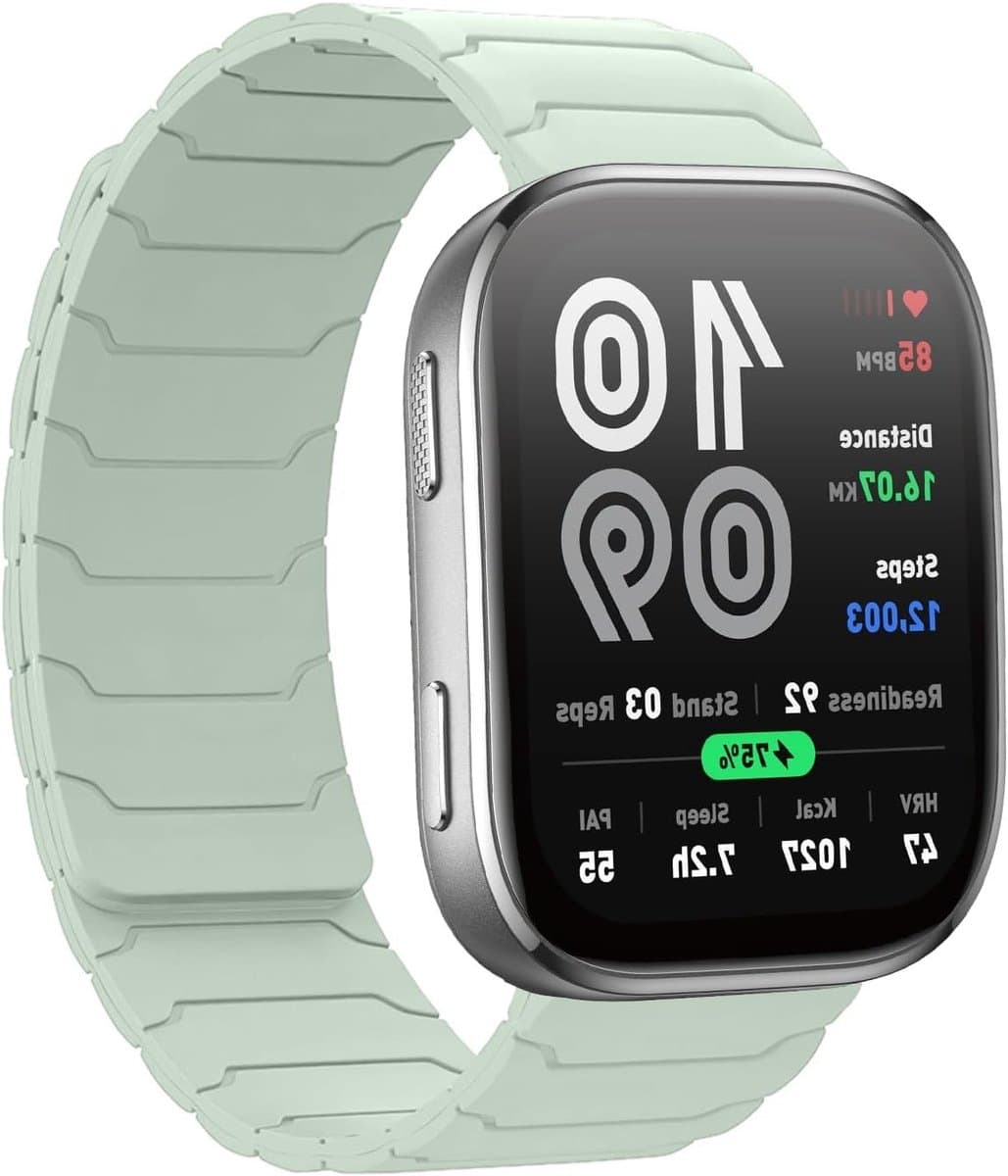 22mm Silicone Horlogeband met Magnetische Sluiting voor Smartwatches, Geschikt voor GTR 4, Bip 6 en Balance 2, Lichtgroen en Comfortabel voor Dagelijks Gebruik