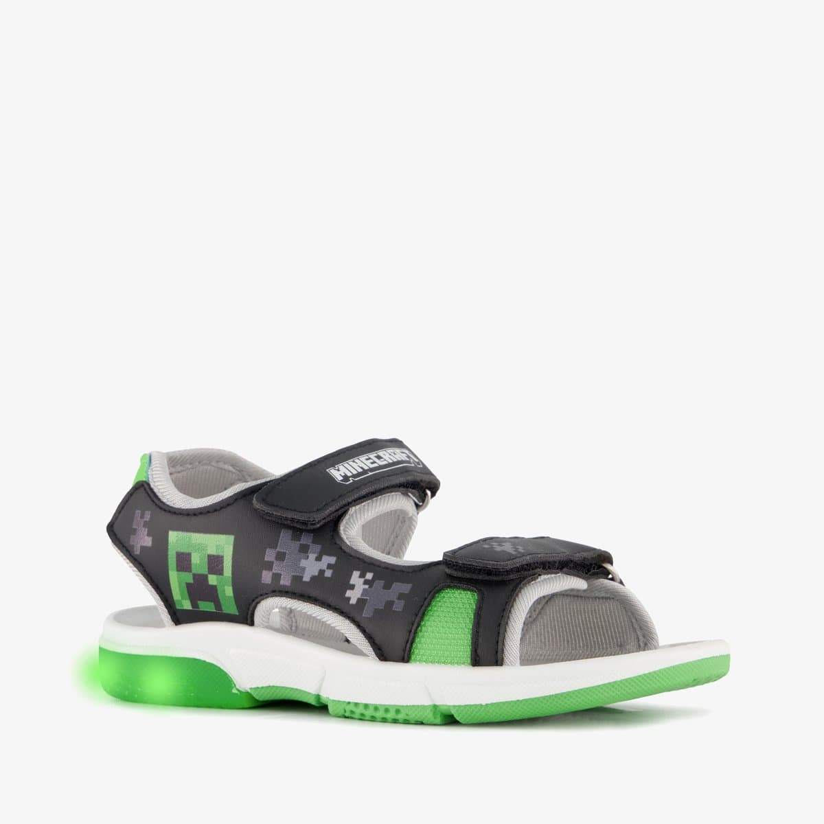 Minecraft jongens sandalen met lichtjes zwart groen - Maat 33