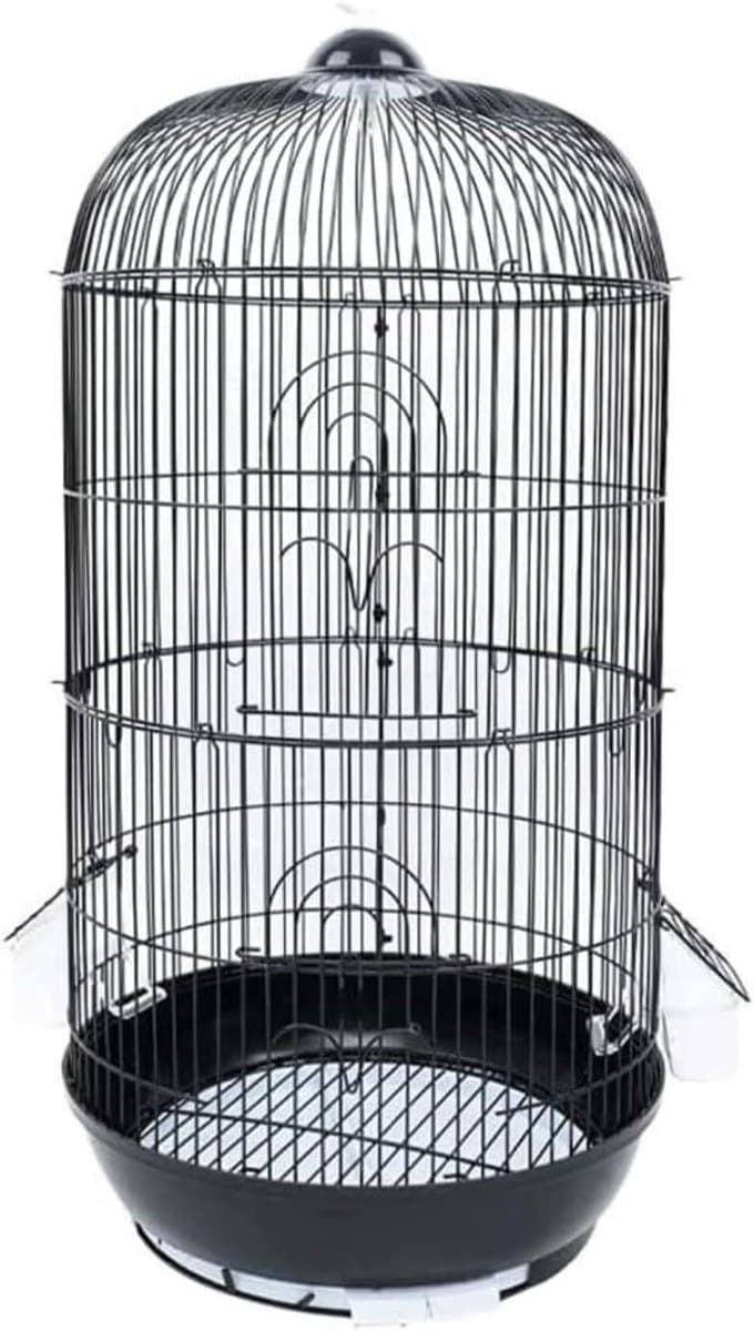 Vogelkooi Metale - Vogelhuisdrager Ronde - Vogels Huisvesten - Draagbaar Smeedijzer - 34 x 70cm - Zwart