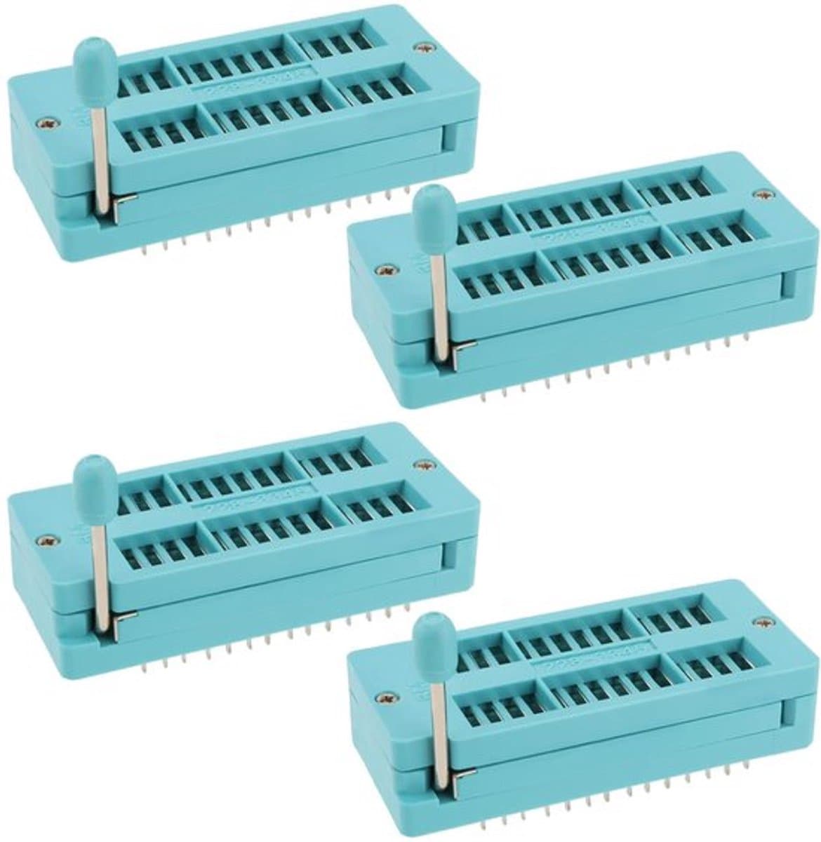 4 stuks 28 Pin IC Test ZIF Socket 2.54mm Pitch DIP Board Socket Geïntegreerde Circuit IC Socket voor Microcontroller Chip Breadboard Programma ICs