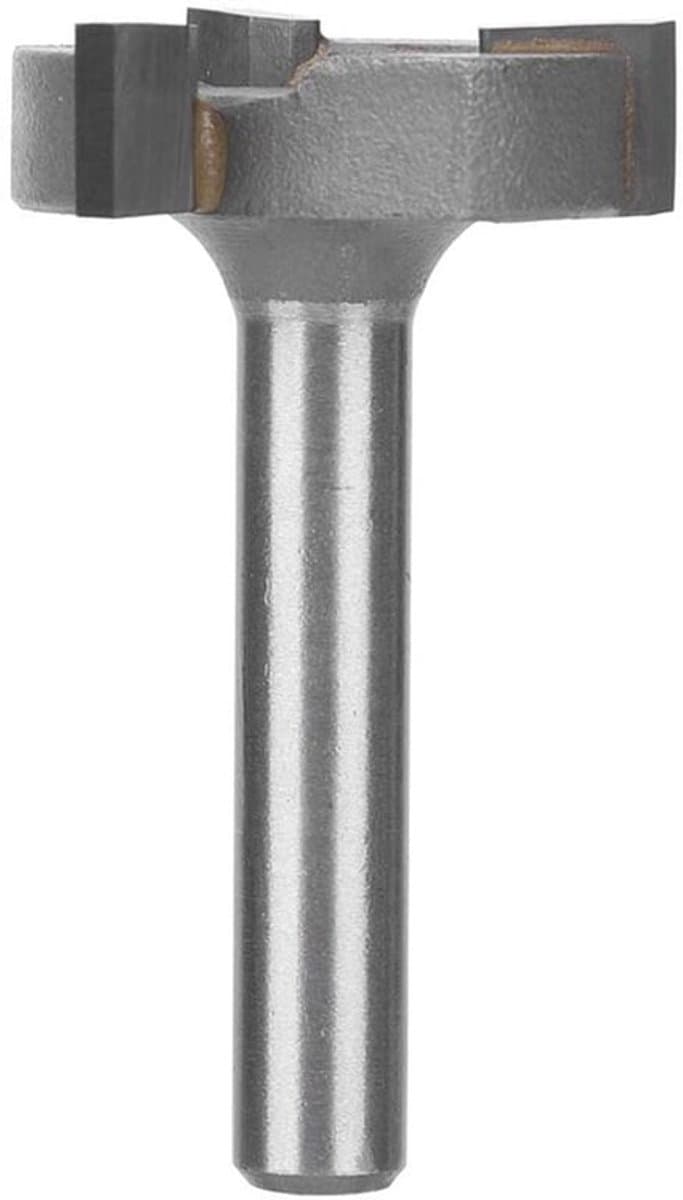 CNC-routerbit voor spoilboard-oppervlak, schacht van 0,3 inch, 1 inch gesneden dia 3-bladige T-type frees houtbewerkingsgereedschap (6 mm/0,23 inch)