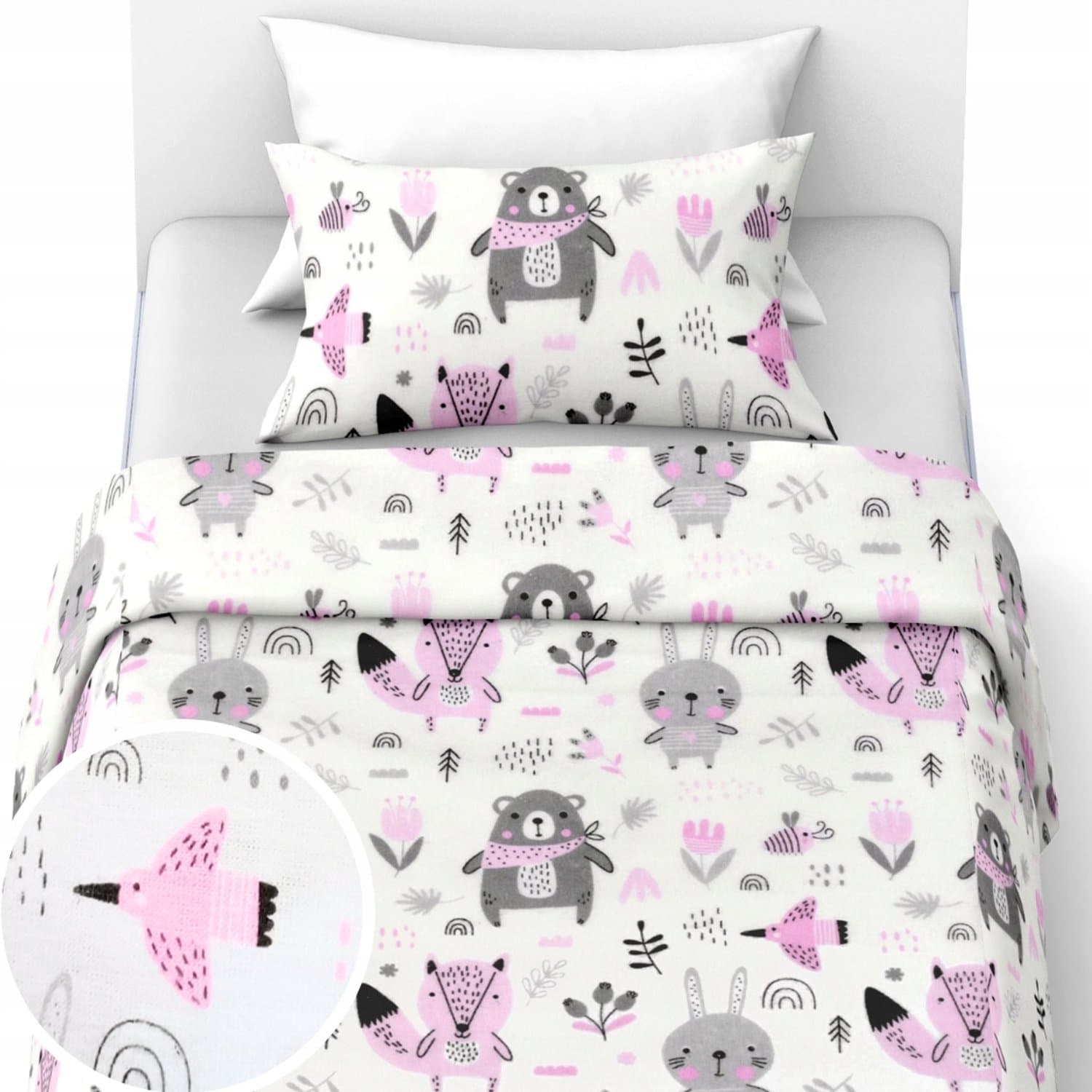 Flanellen Kinderbeddengoed 100x135cm + 35x55cm, Zacht & Warm