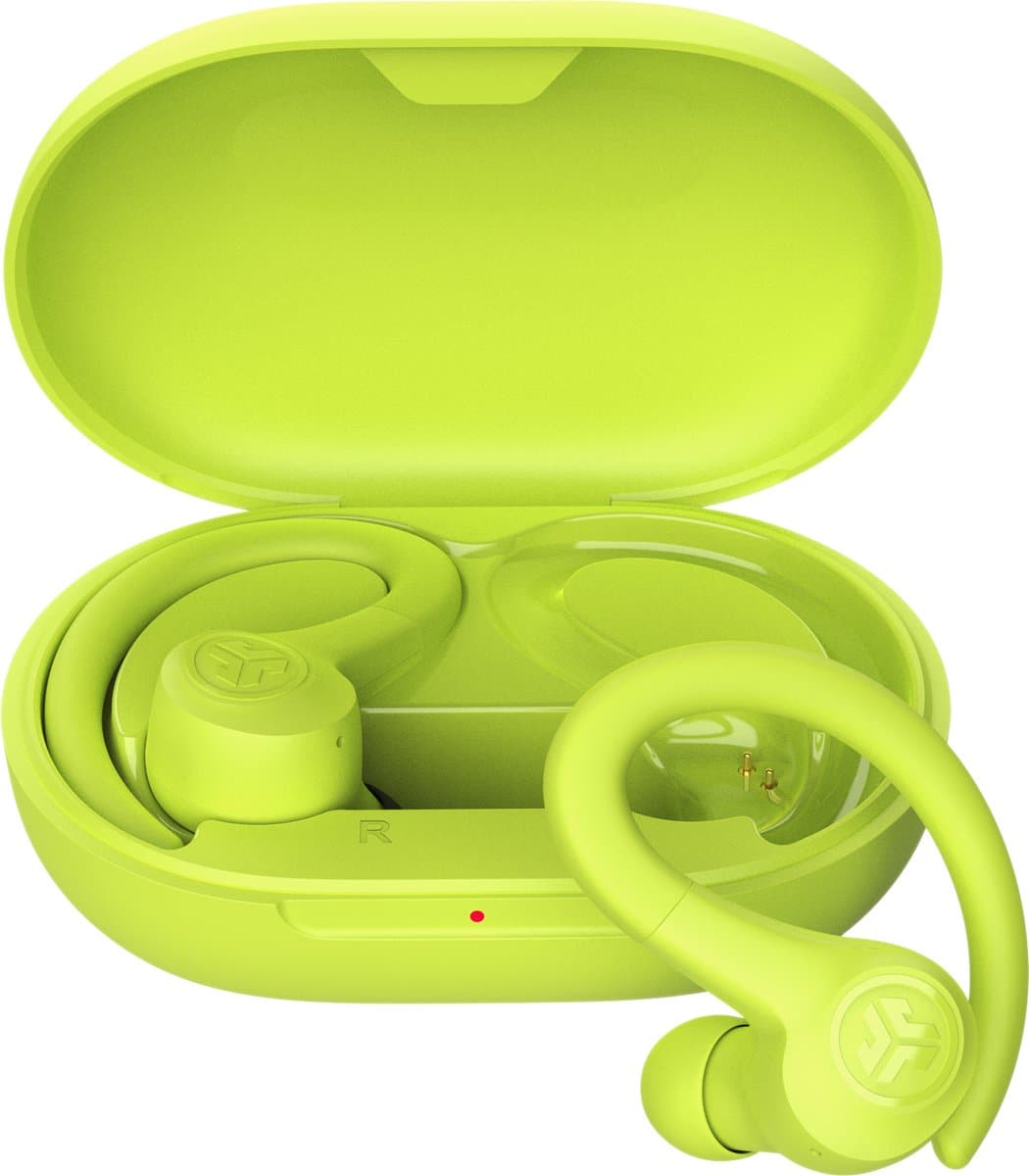 JLab GO Sport Draadloze Oordopjes – Oortjes draadloos - Bluetooth - 35 uur Speeltijd - IP55 Waterbestendig - Aanpasbare EQ3 instellingen - Hardlopen - Geel