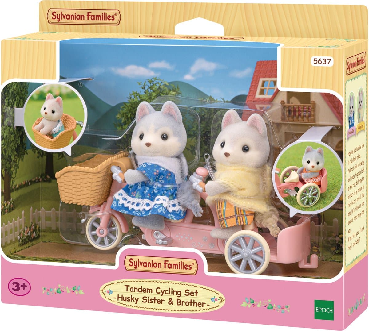 EPOCH Sylvanian Families - Speelfigurenset - Tandem - Rijdende Husky - Interactieve Functie