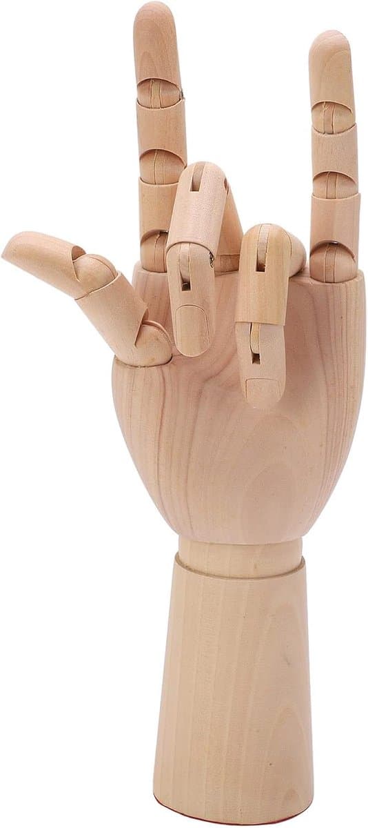Houten Handmodel - Gelede Mannequin - Tekenen en Schetsen - Realistische Anatomie - 30 cm - Houtkleur