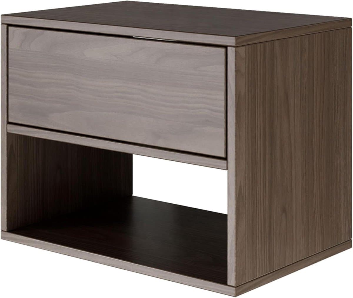 Nachtkastje Zwevend - Wandmeubel Slaapkamer - Opbergen Nachtspullen - Push-to-Open Systeem - 50 cm - Walnoot