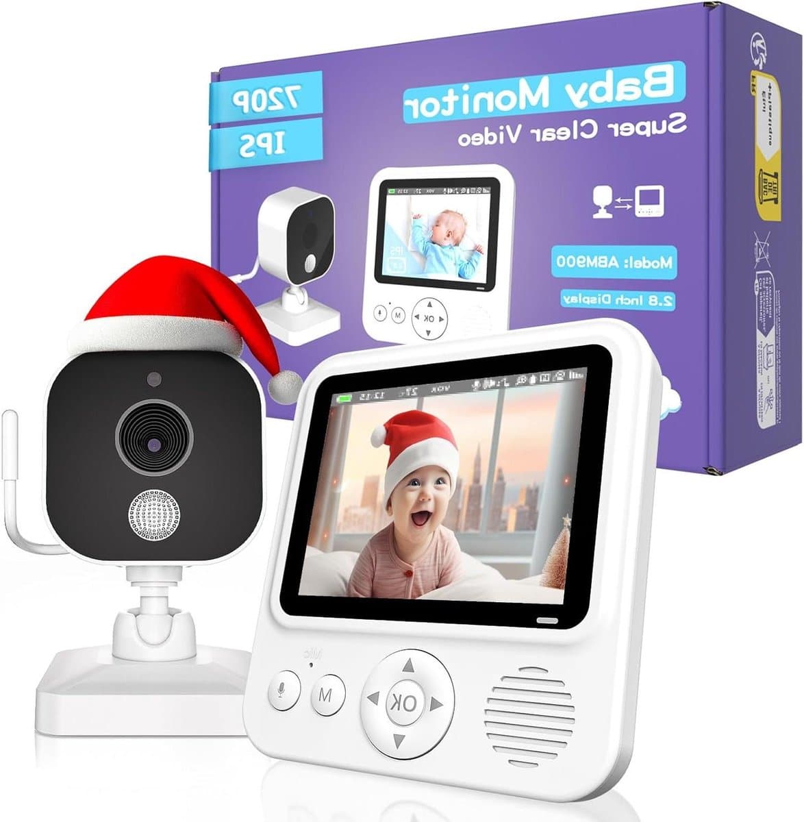 Babyfoon met Camera - Baby Monitor - Kind Bewaken - Privacy Beveiligd - 2.8 Inch Scherm - Wit