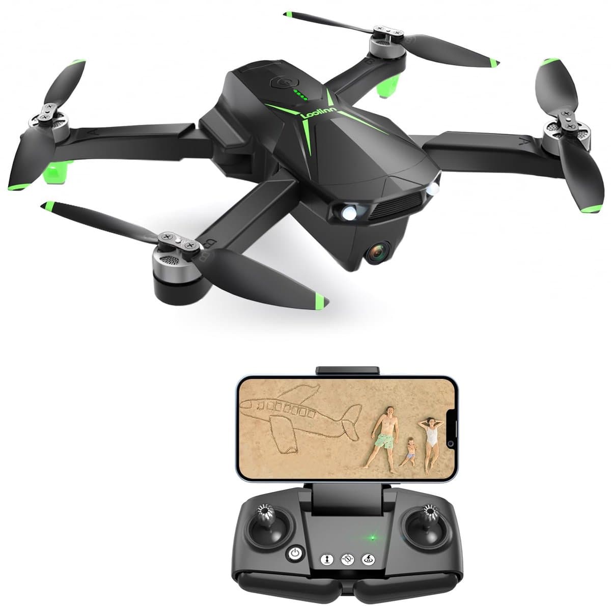 Drone met Camera 4K - Loolinn - GPS Intelligent Return - Onder 250g - Borstelloze Motor - 25 Min Vliegtijd - Donkergrijs