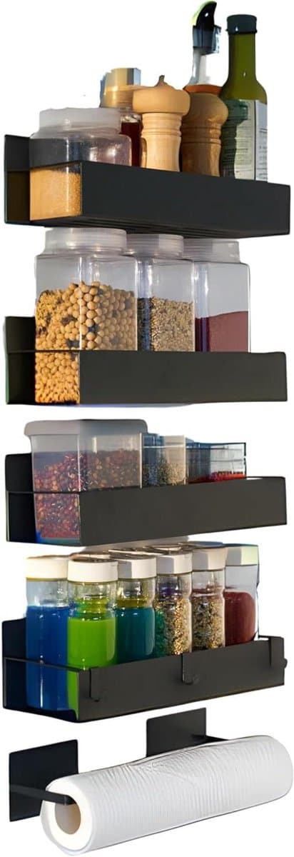 Magnetisch Kruidenrek - Koelkast Organizer - Keuken Opbergen - Sterke Magneet - 285 cm breed - Zwart