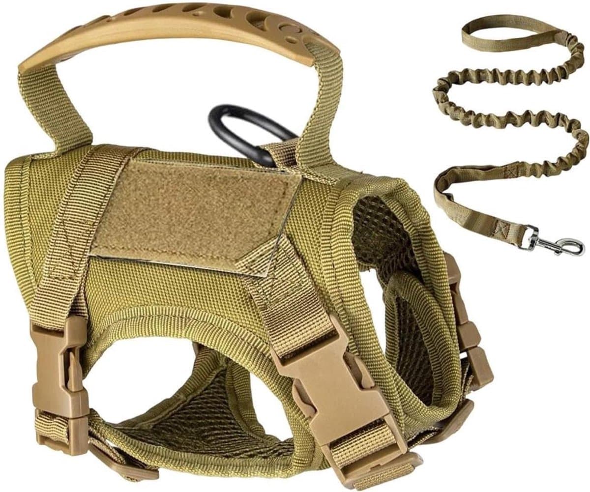 Kattenharnas Groot - Kat Tuigje Vest - Veilig Wandelen Buiten - Ademend Gaas Materiaal - Verstelbaar - Khaki