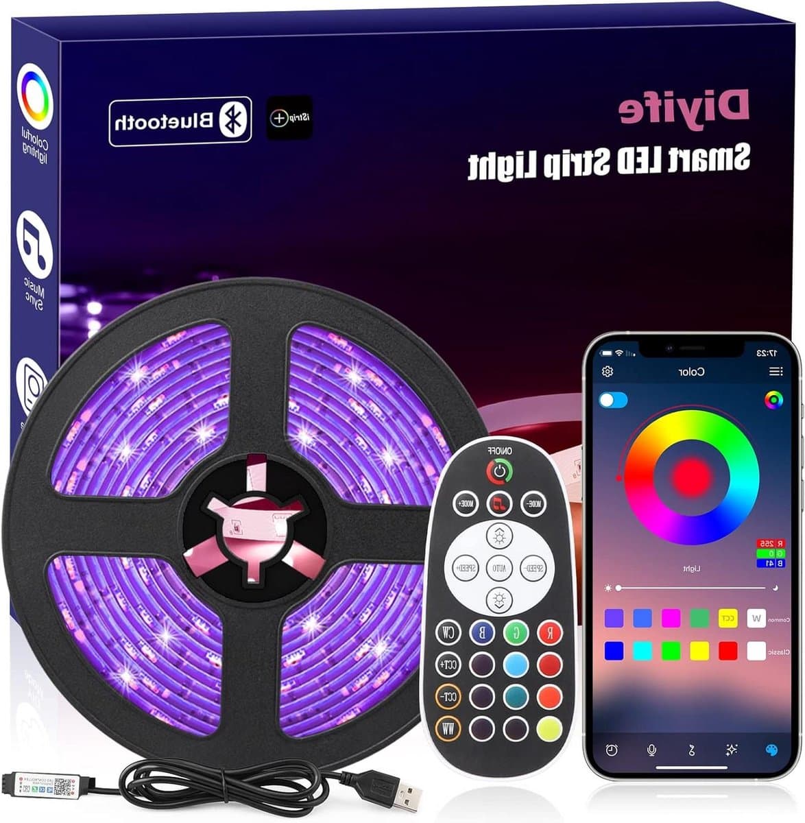 LED Strip - Lichtketting Flexibel - Sfeer Creëren - Muziek Synchronisatie - 5 Meter - RGB Meerkleurig