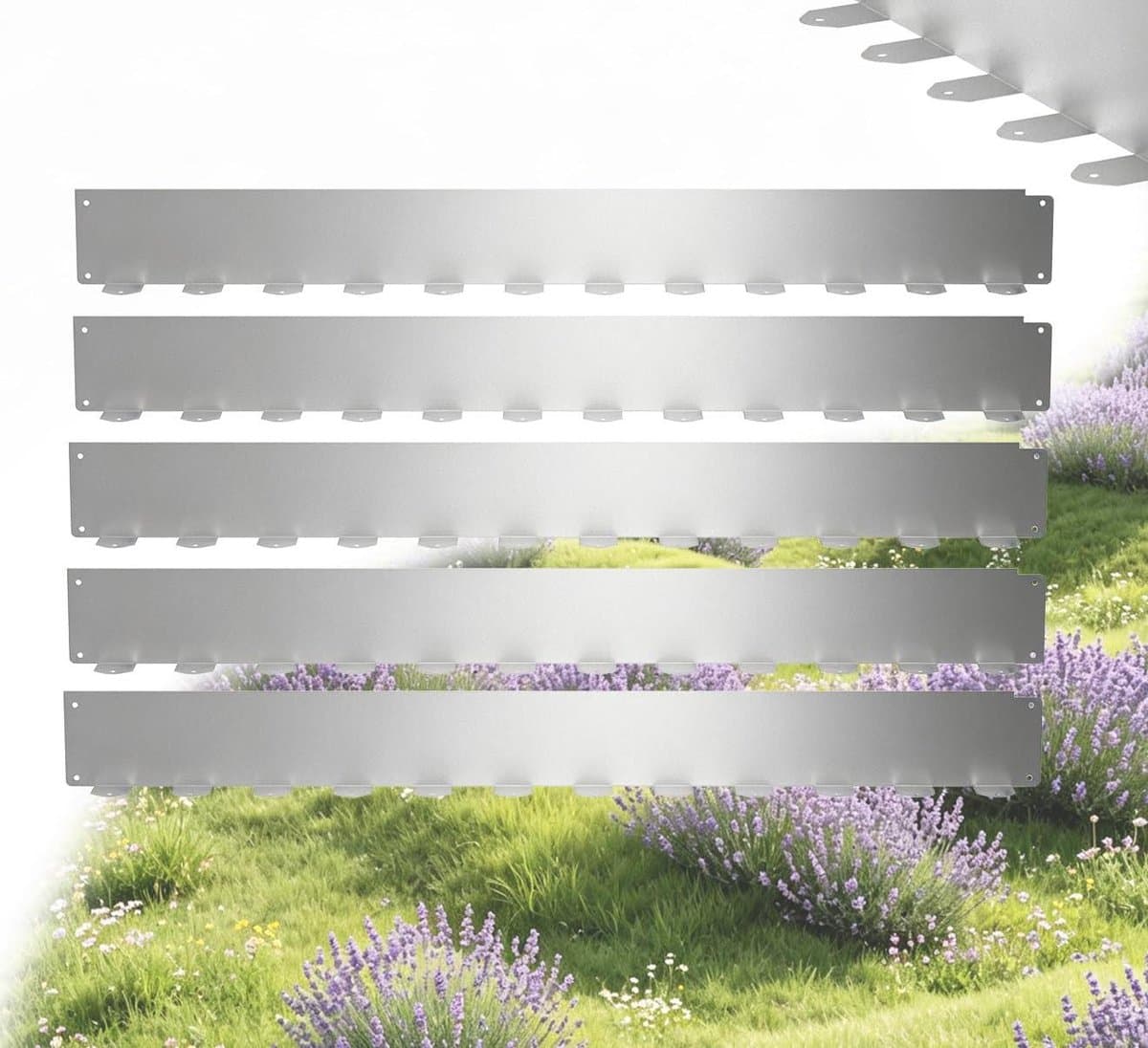 Gazonrand Metaal - Tuinrand Maairand - Tuin Afscheiden - Verzinkt Roestbestendig - 10 cm x 5 m - Zilver