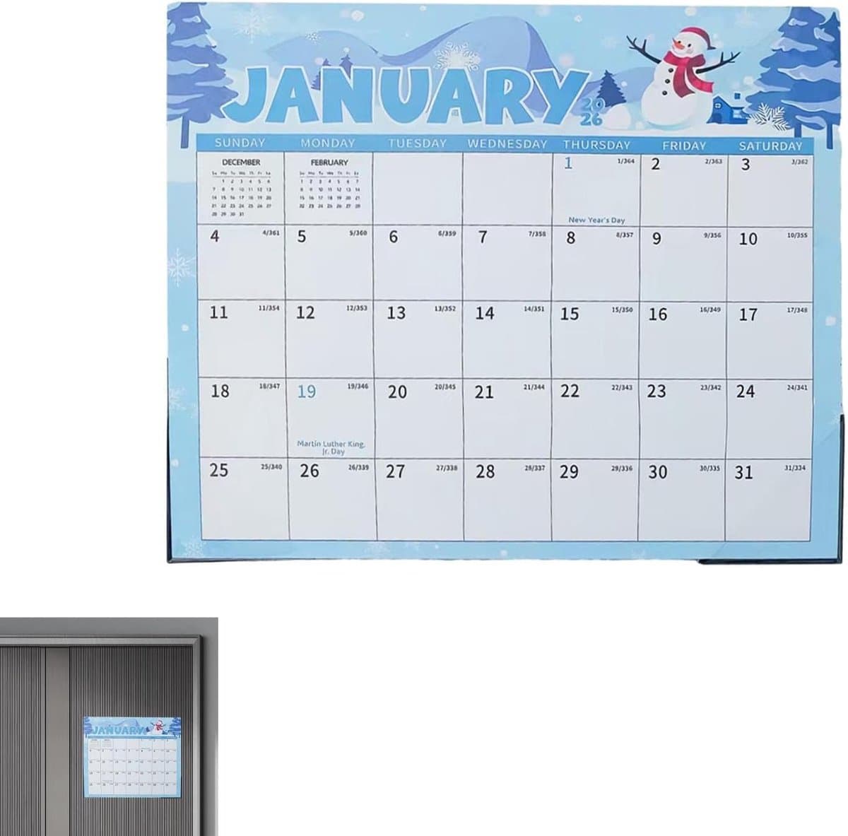 Koelkastkalender 2026-2027 - Maandplanner - Afspraken Organiseren - Magnetisch Ontwerp - 33 x 29 cm - Wit