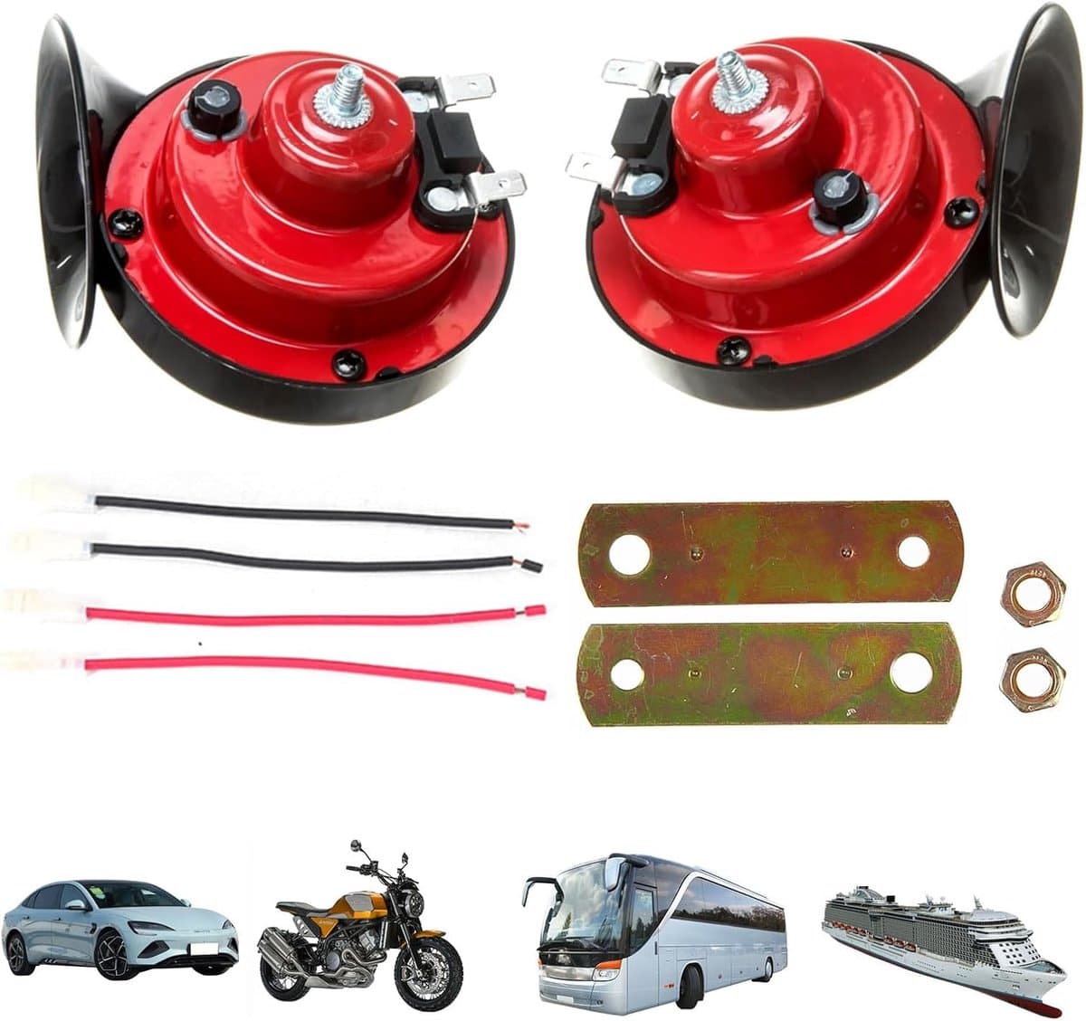 autoclaxon, 12 V, universele luide claxon, 2 stuks, 110 BD Treinhoorn voor auto's, luidspreker