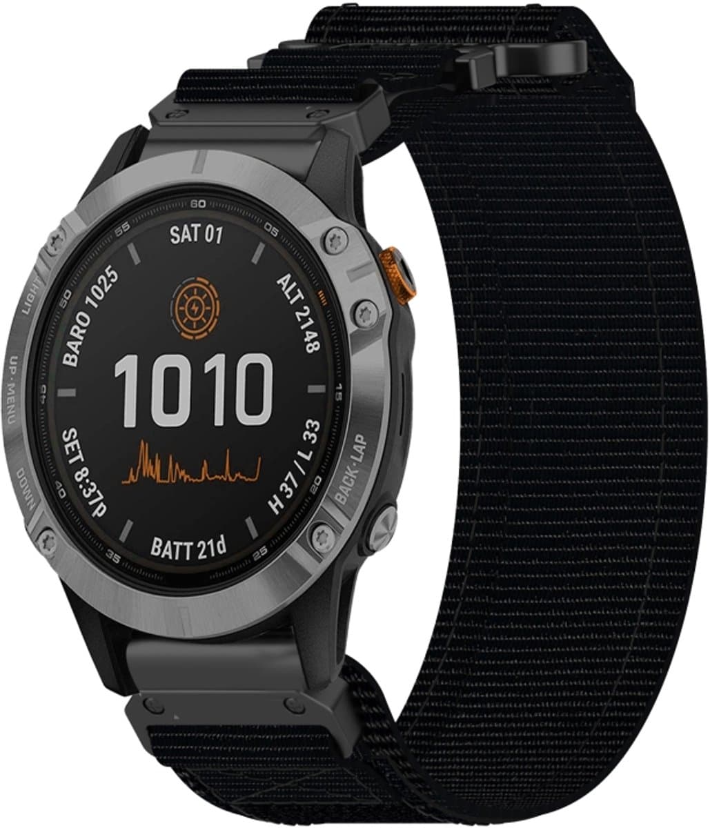 Voor Garmin Fenix ​​7 22 mm nylon klittenbandsluiting horlogeband (zwart)