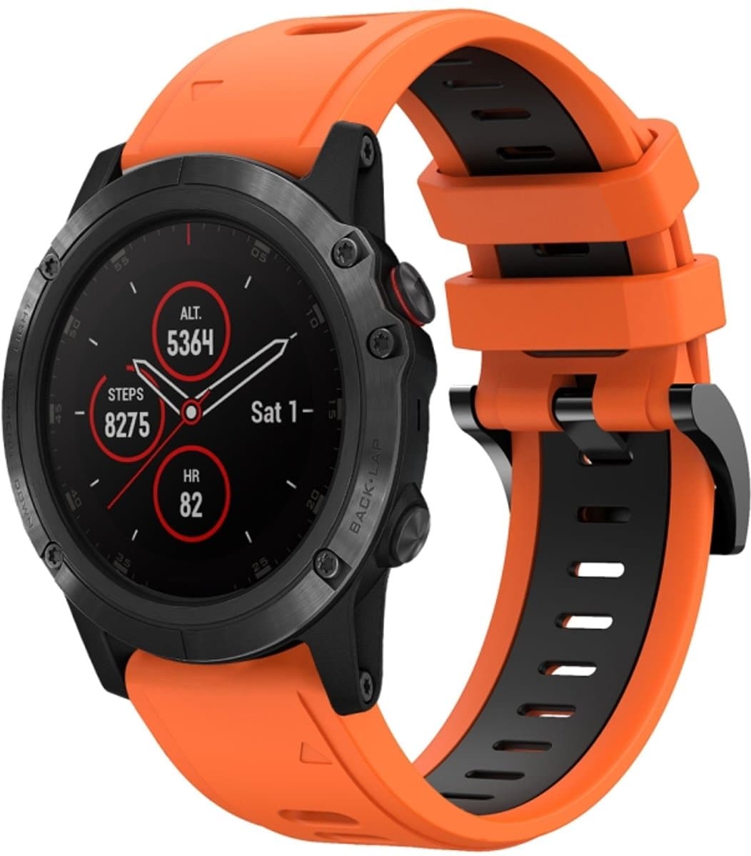 Voor Garmin Fenix 5X Plus 26mm tweekleurige sport siliconen horlogeband (oranje + zwart)