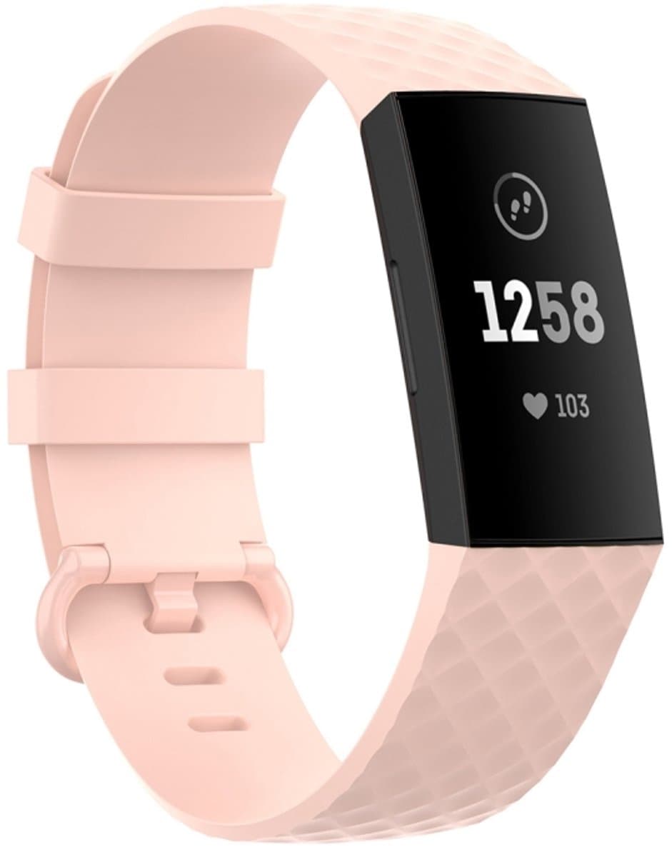 18mm zilverkleurige gesp TPU polsband horlogeband voor Fitbit Charge 4 / Charge 3 / Charge 3 SE (lichtroze)