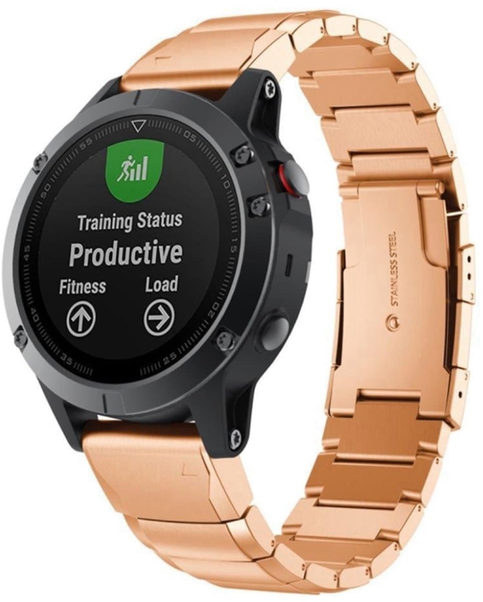 Snelle demontage stalen polsband horlogeband voor Garmin Fenix 5S 20 mm (roségoud)