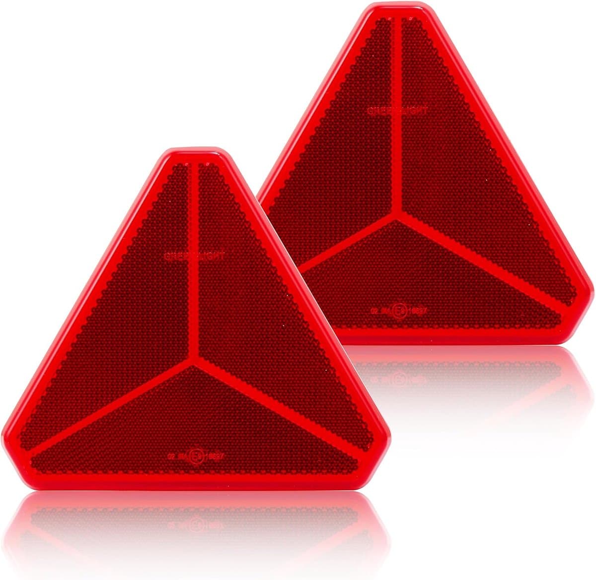 2 x driehoekige reflectoren, rood, zelfklevend, E-getest, 150 x 10 x 135 mm (l x b x h), driehoekige retroflector, rood, voor caravans, bestelwagens (rood-hoekig, zelfklevend, 2 stuks)