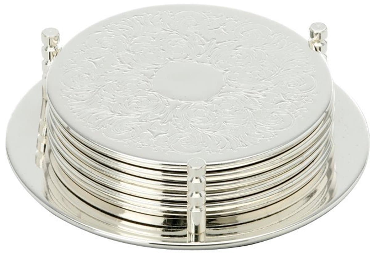 Dailygoods - Silver Plated Coaster Set "Humphrey" - 7 Delig