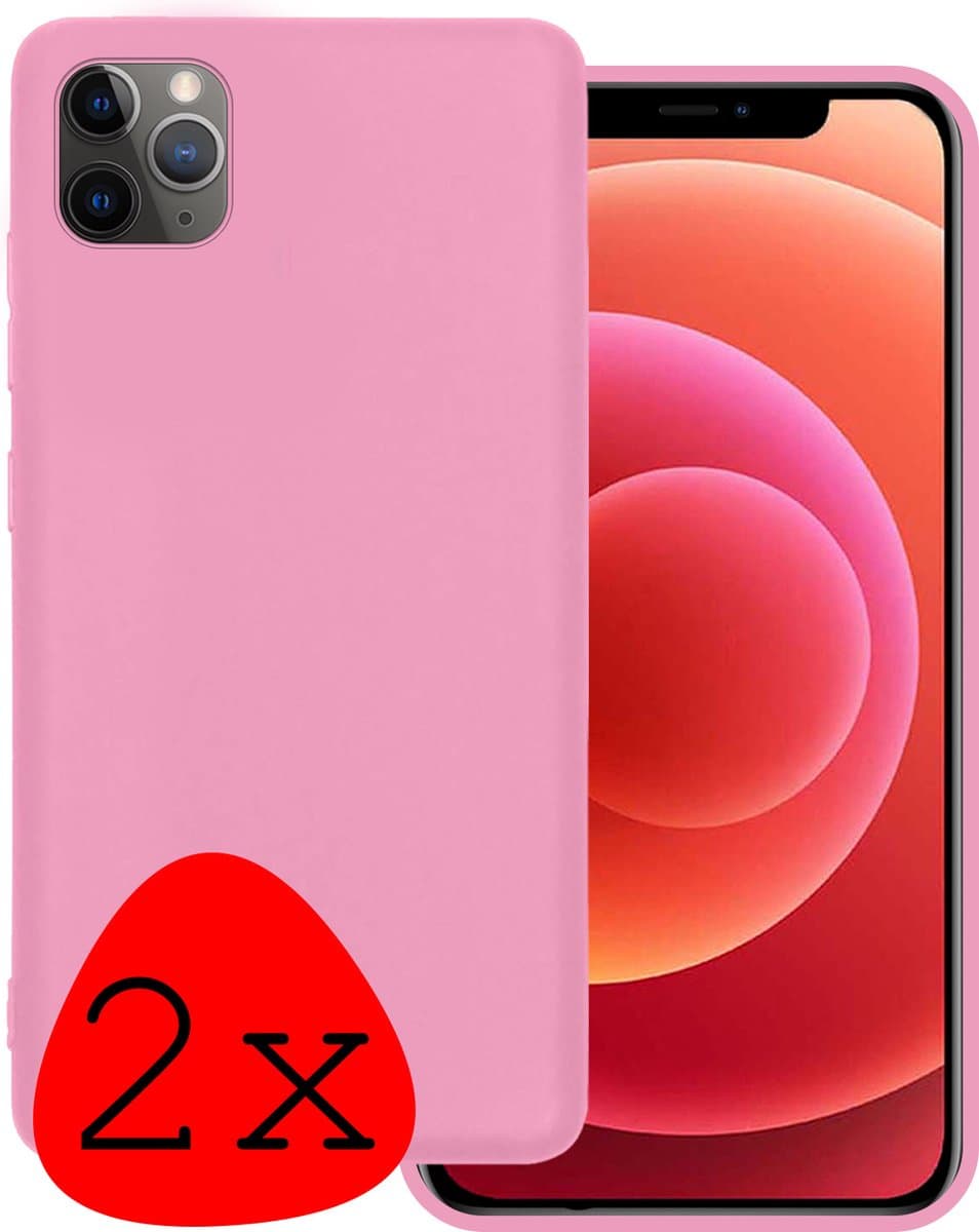 Hoesje 2 Stuks - Geschikt voor Apple iPhone 11 Pro Max - Sterk & Shockproof - Case Siliconen - Back Cover - Telefoon Hoes - Lichtroze