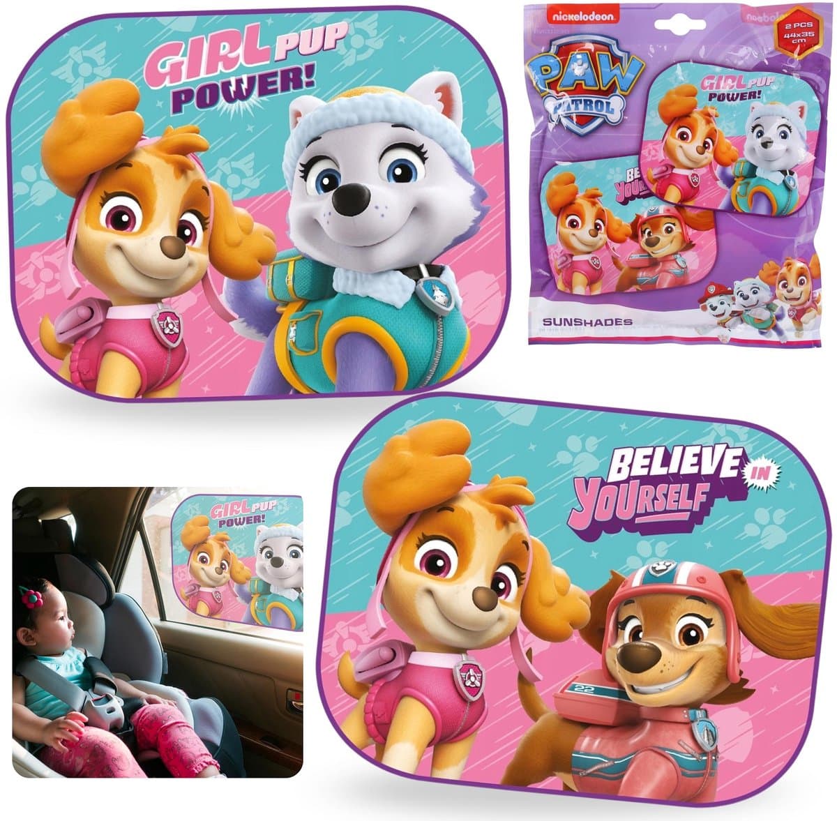 Nickelodeon Paw Patrol Zonneschermen 44 x 35 cm Meisjes 2 Stuks