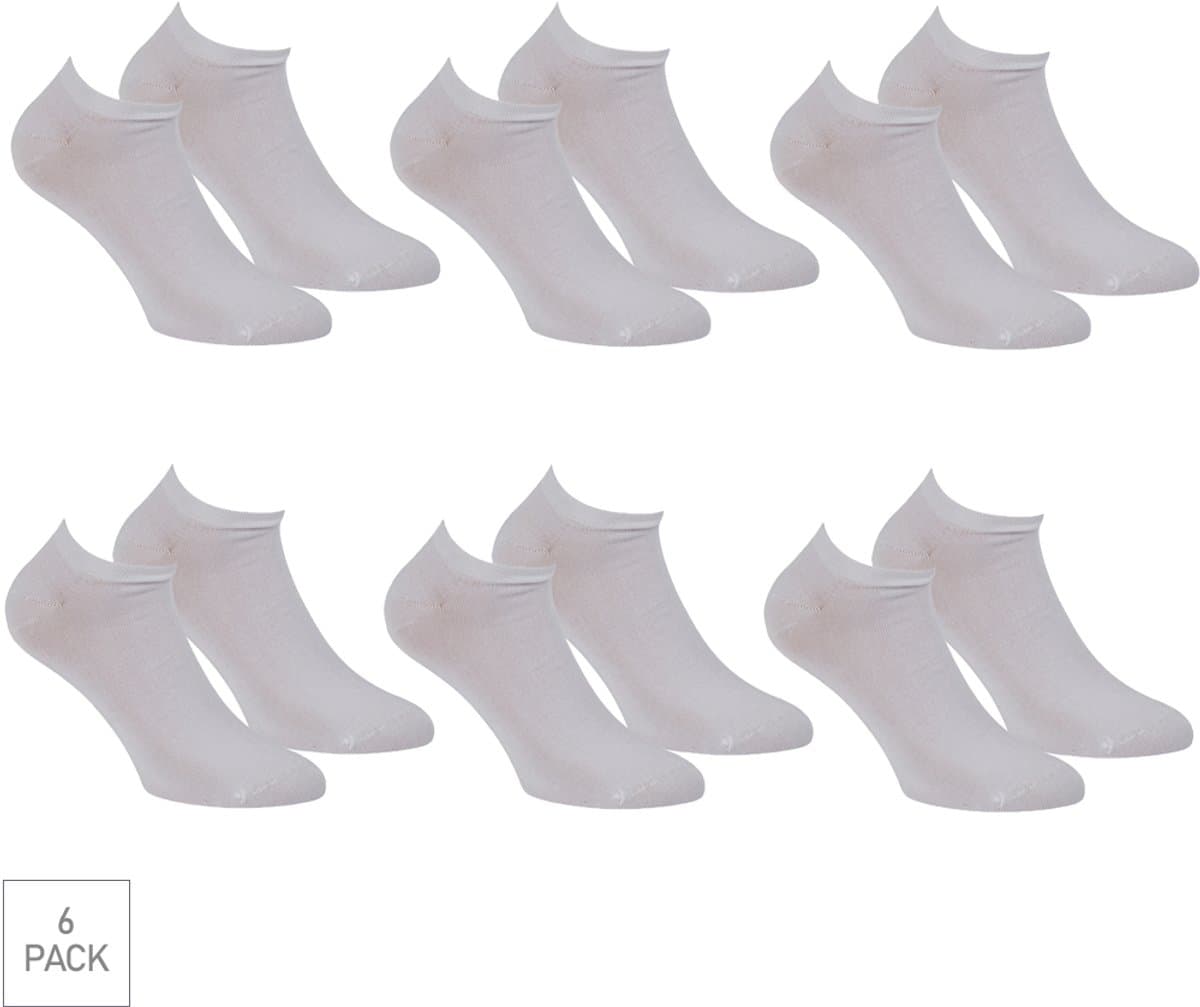 Boru Bamboo - 6-Pack - Sneakersokken met Badstof Zool - Bamboe - Hypoallergeen - Heren / Dames - wit - 40-46 - 2309