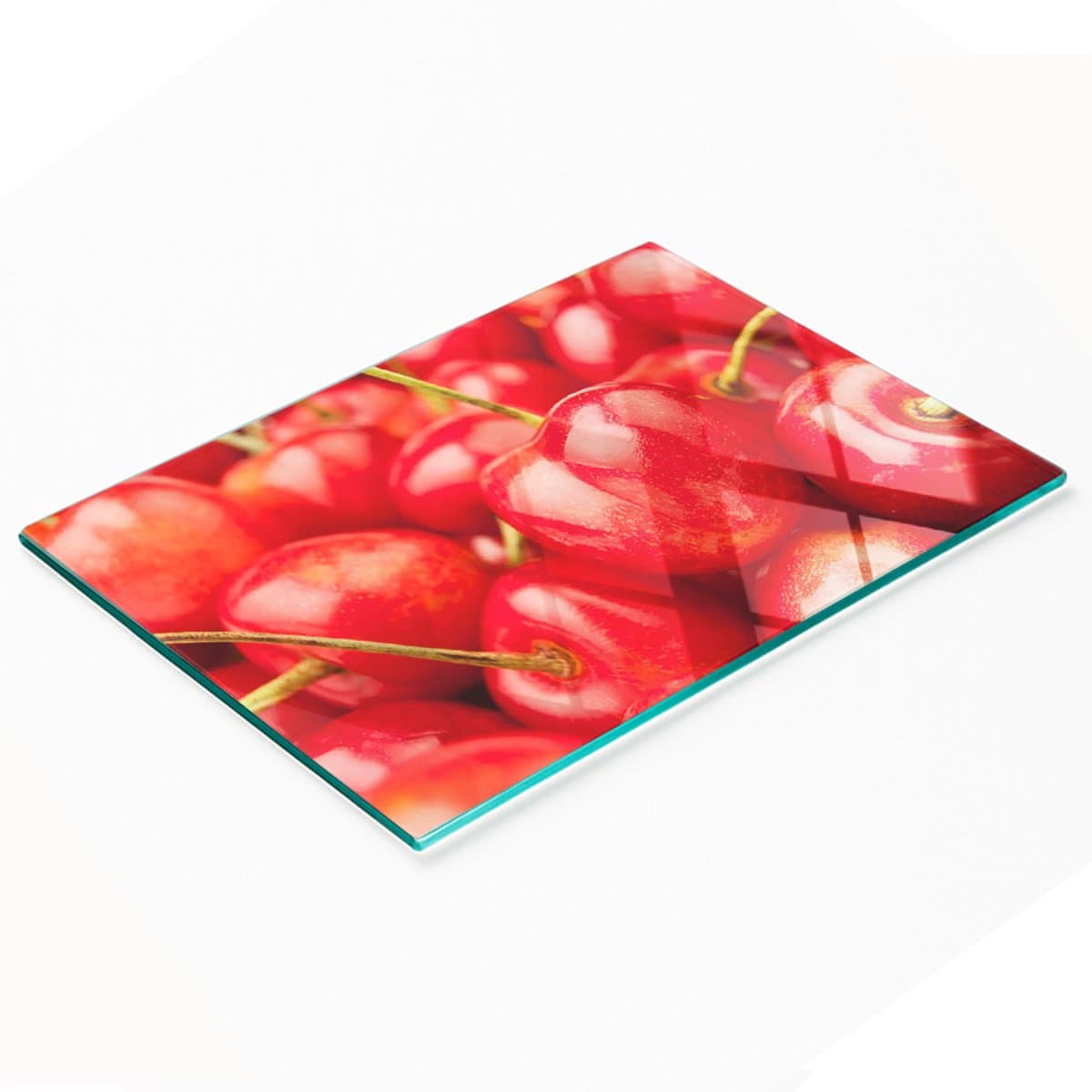 Decoratieve glazen snij- en serveerplank voor in de keuken, kersenkleur, 80x52 cm
