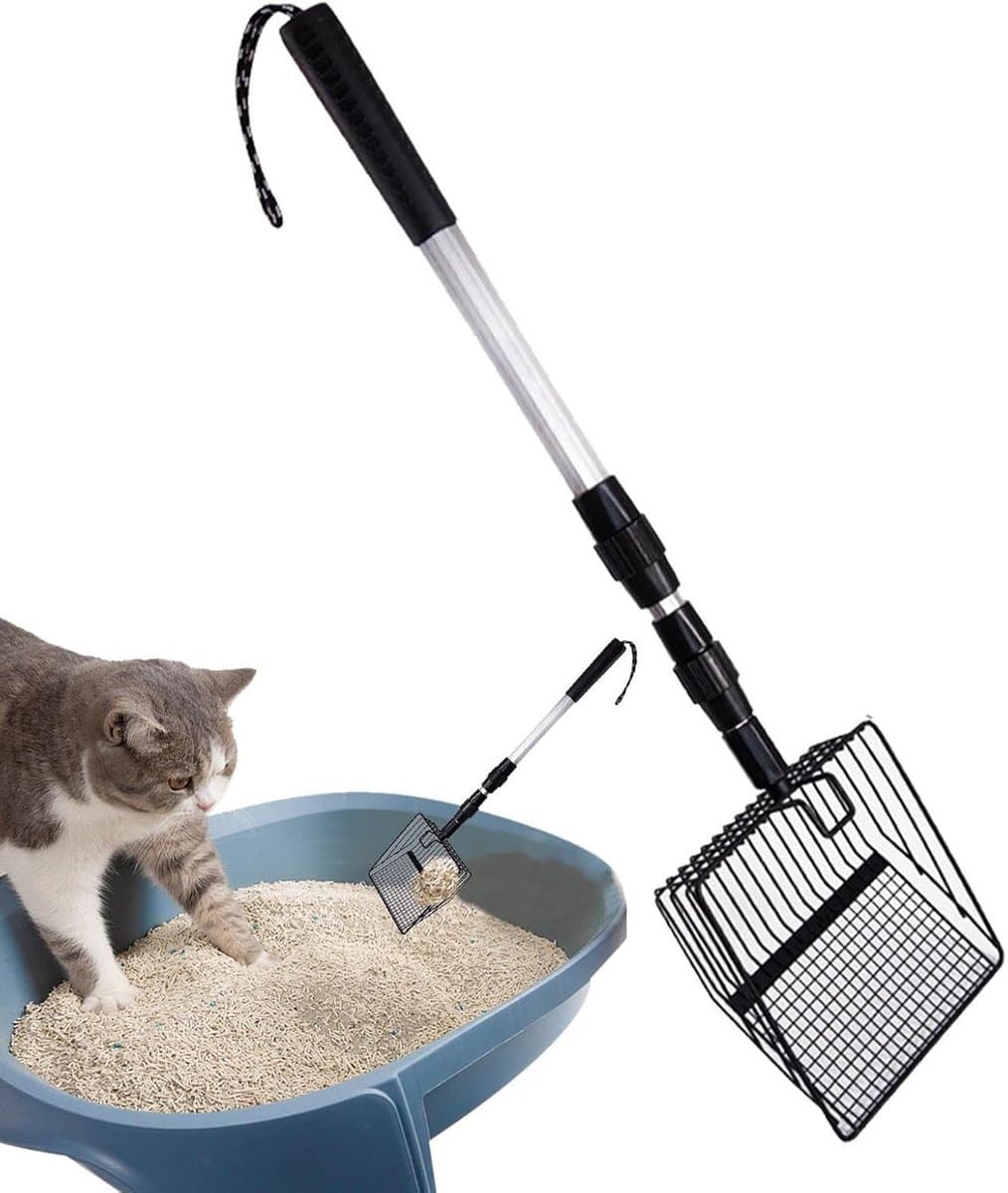 Verstelbare Kattenbakschep met Lange Steel - Anti-aanbak, Verwijderbare Schep