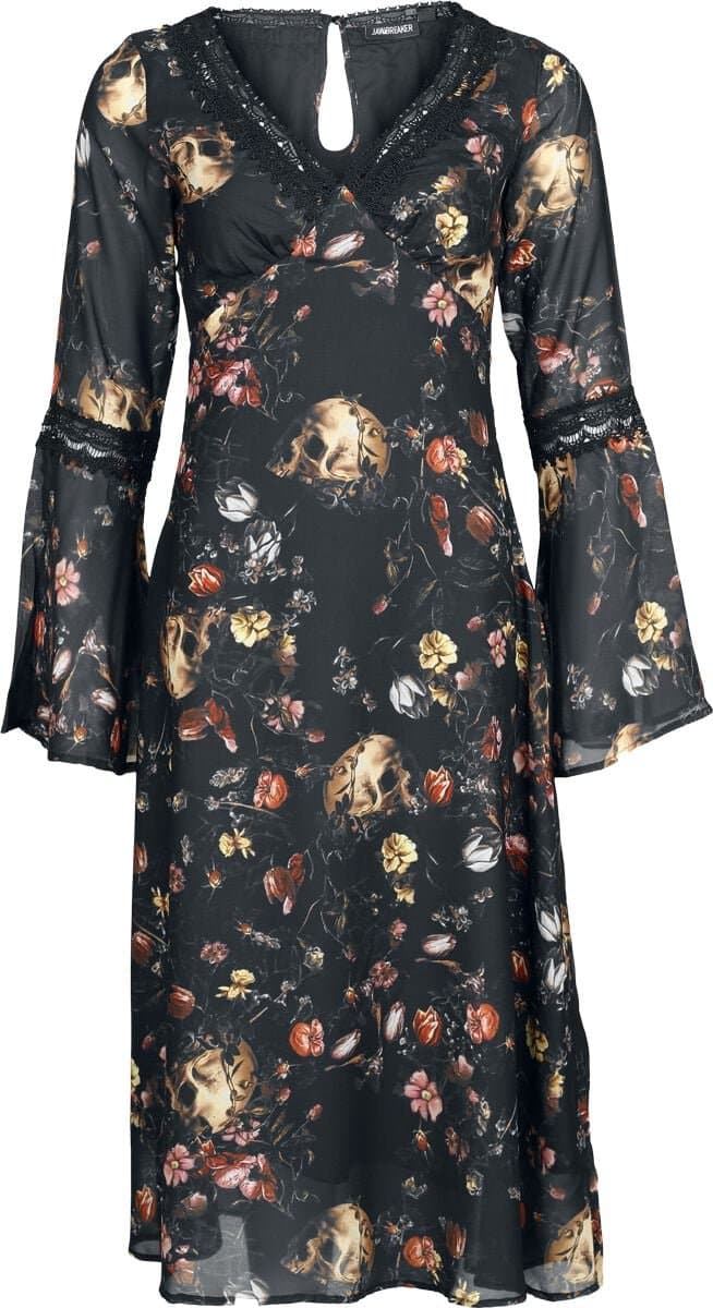 Jawbreaker Garden Of Skull Midi Chiffon Dames Midi-jurk - meerkleurig - 3XL