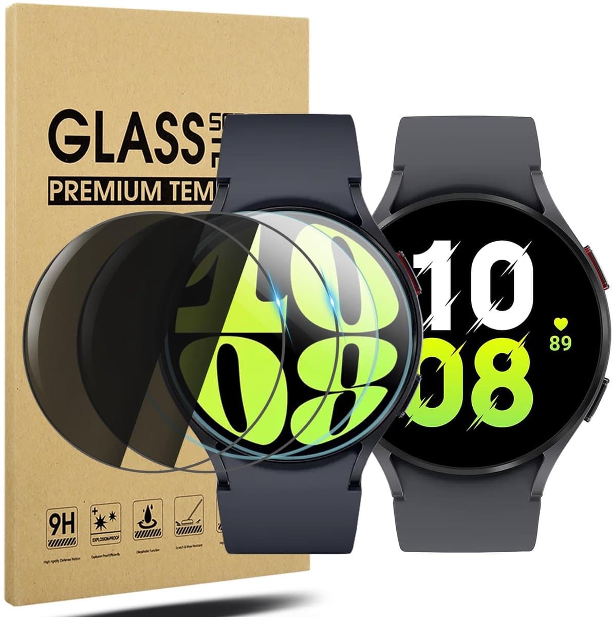 Dailygoody - Schermbeschermer - Anti-spy-functie - 44mm - Geschikt voor Samsung Galaxy Watch 7/6/5/4 - 2+2 Pack - Bescherming voor touchscreen
