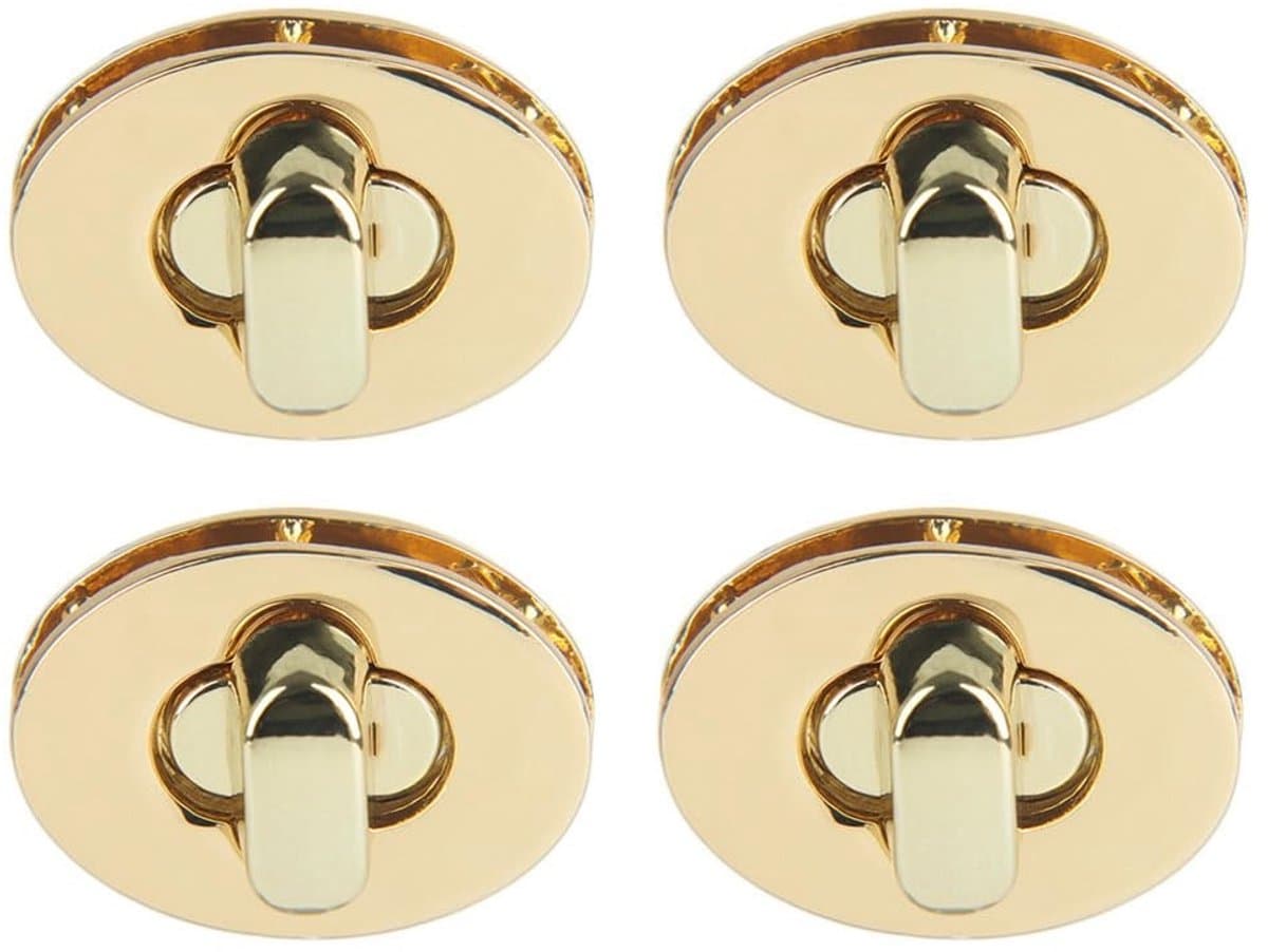 Cosensi - Dailygoods - Dailygoody - Draaislot - Tasgesp - Elegant design - Goud - DIY accessoires - Perfect voor handgemaakte tassen - Set van 4 stuks