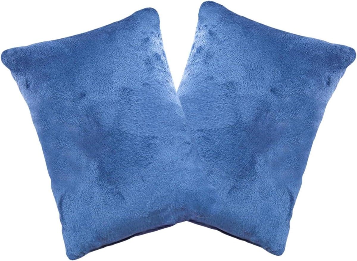 Klein Kussen - Reiskussen Kussentje - Comfort Bieden - Huidvriendelijke Stof - 28x18 cm - Blauw