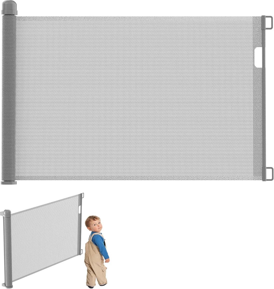Uitbreidbaar Rollo Traphekje Grijs - Veiligheidshek voor Baby en Huisdier (0-180cm)