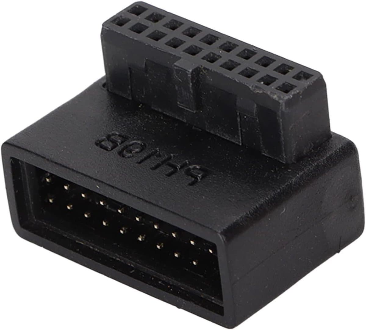 USB 3.0 Adapter - 90 Graden Connector - Moederbord Aansluiten - Signaalverliesloze Transmissie - 19/20-pins - Zwart