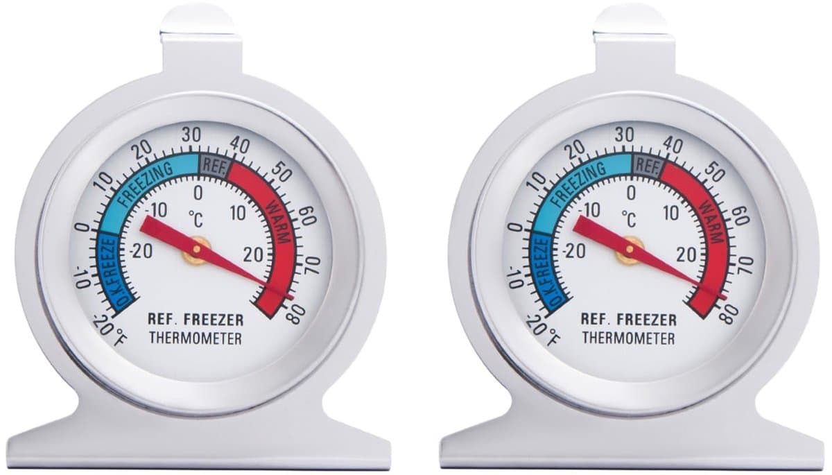 Dailygoods- Koelkastthermometer - 2 stuks - Roestvrij Staal - Hoge Nauwkeurigheid - Afmetingen 62 x 70 x 40 mm - Meetbereik -20 tot 20 graden - Thermometer